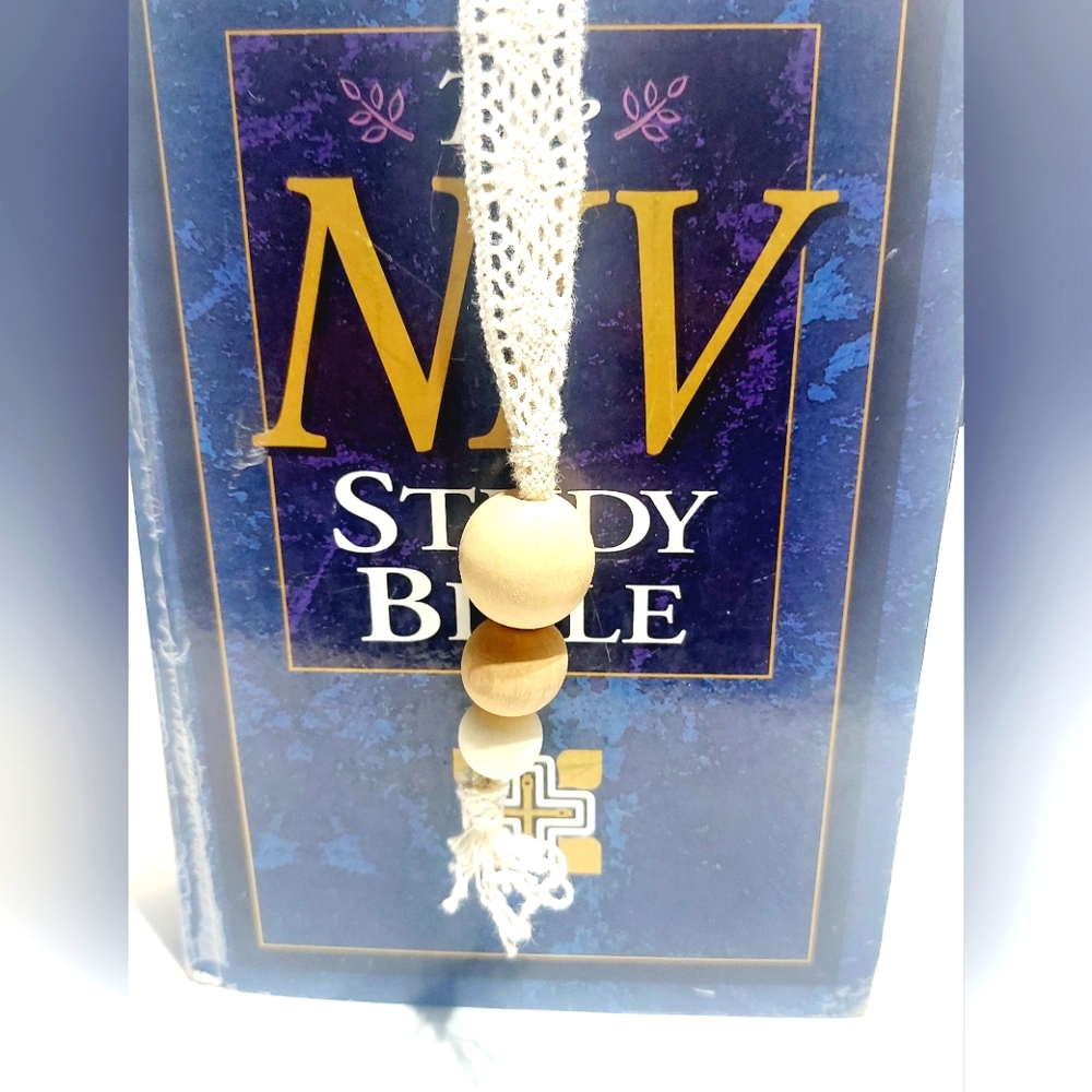 Elegant Tan Beaded Bible Single Ribbon Tassel